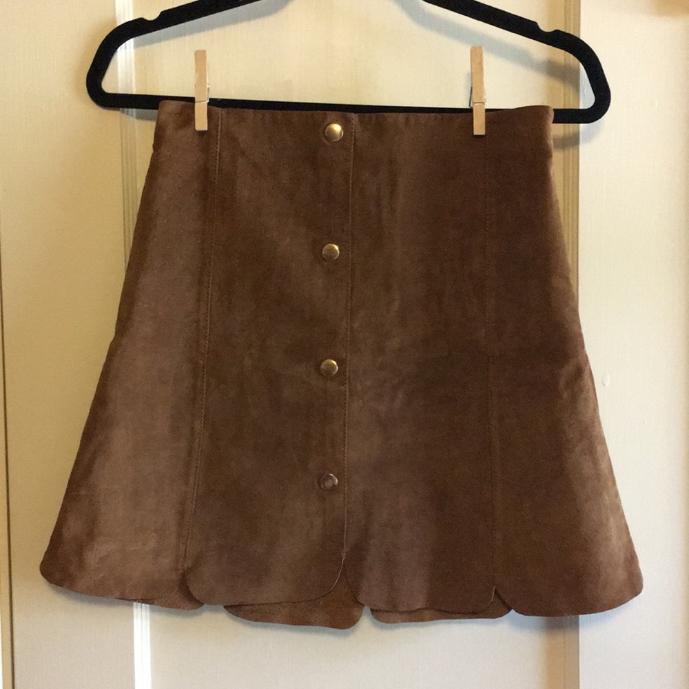 Suede Scalloped Skirt